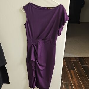 Miusol Purple Asymmetrical Ruched Cocktail Dress